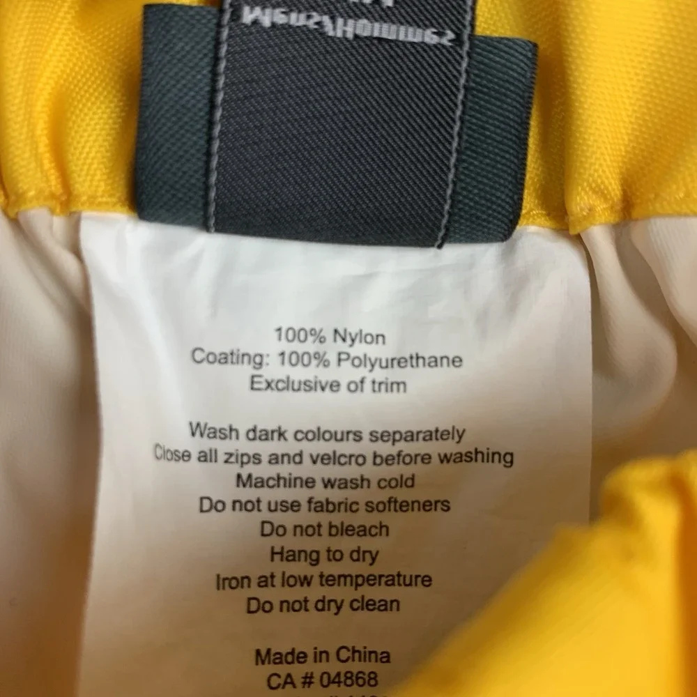 Mountain Equipment Co-Op Snow Pants Mens Medium Yellow Zipper Legs Elastic Waist